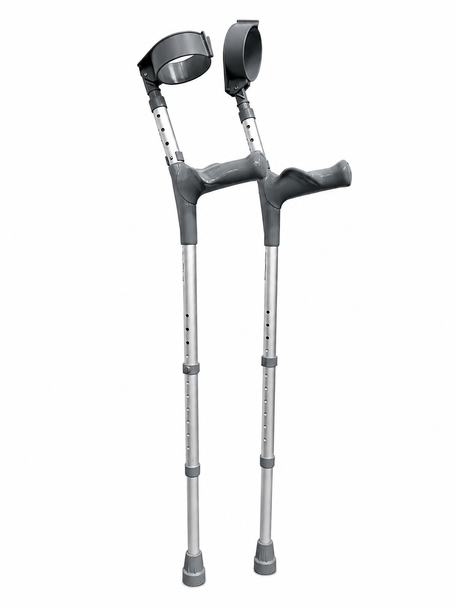 Pair of Adult Elbow Double Adjustment Crutches with Comfy Ergo Grip Handles