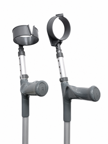 Pair of Adult Elbow Double Adjustment Crutches with Comfy Ergo Grip Handles