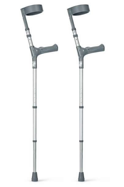 Coopers Pair of Medium Elbow Double Adjustment Crutches with Comfy Ergo Grip Handles