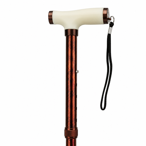 Glow and Go Copper Effect Folding Walking Stick with Soft Touch Gel Handle