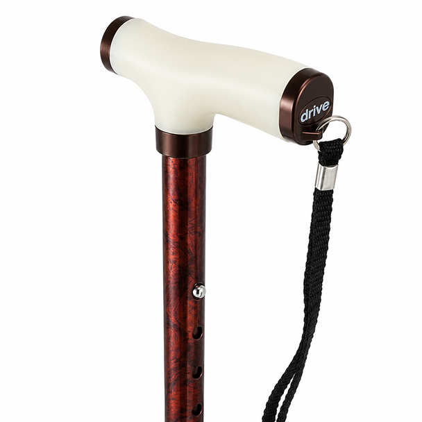 Glow and Go Copper Effect Folding Walking Stick with Soft Touch Gel Handle