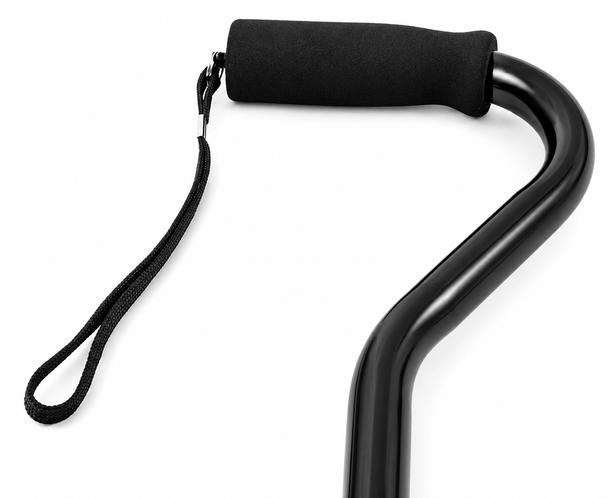 Swan Neck Height Adjustable Black Foam Grip Offset Handle Walking Stick