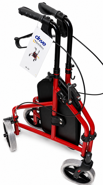 Lightweight Red Folding Aluminium Tri-Walker with Vinyl Bag