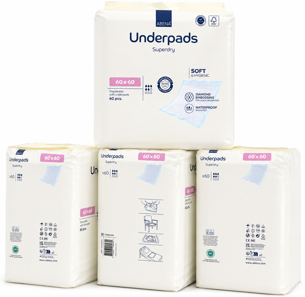 Abena Superdry Disposable Bed Pads Protection Sheets 60 x 60cm per 240