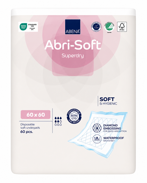 Abena Superdry Disposable Bed Pads Protection Sheets 60 x 60cm per 240