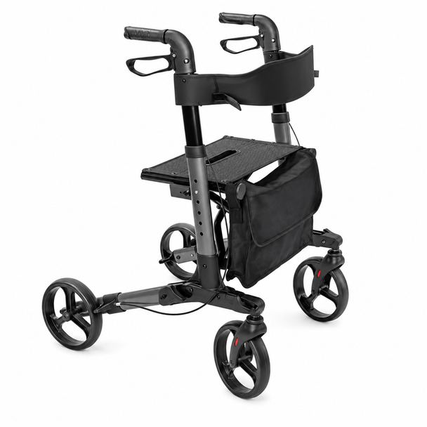 Folding 4 Wheeled Triple Fold Height Adjustable Aluminium Rollator