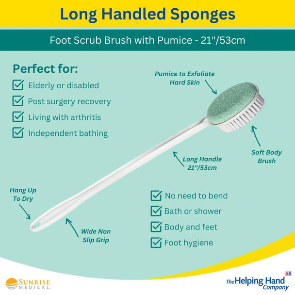 Long Handled Foot Scrub Brush With Pumice Stone
