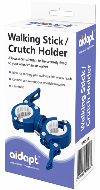 Quick Release Walking Stick and Crutch Holder for Wheelchairs and Walkers