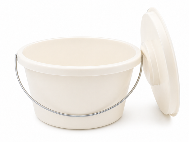 Commode Bucket Pan 7.5ltr with Lid Handle Compatible with Linton and Lenham Commodes