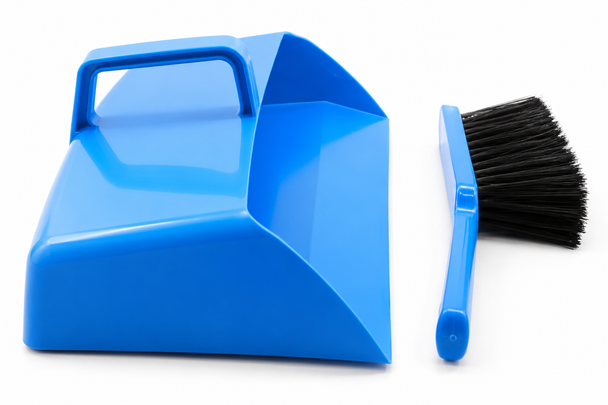 Blue Hill Brush Enclosed Plastic Dustpan 12" with Hand Brush