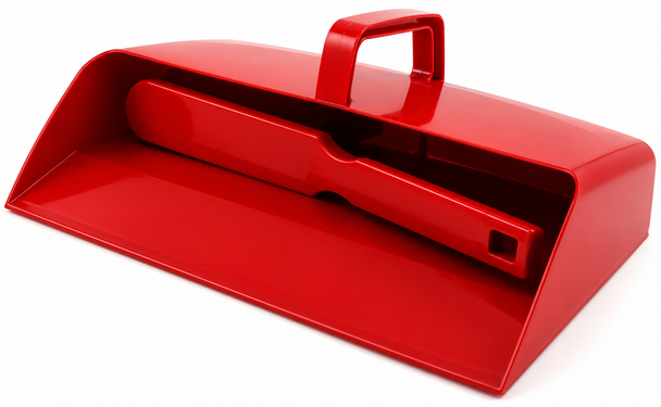 Red Hill Brush Enclosed Plastic Dustpan 12" with Hand Brush