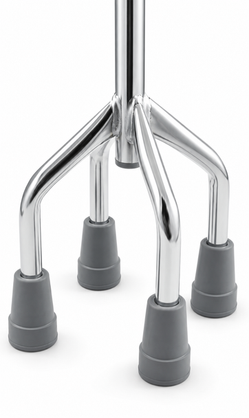 Quad Cane Small Base Swan Neck Walking Aid Height Adjustable