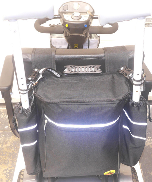 Large Strap On Mobility Scooter Bag with Stick Holders