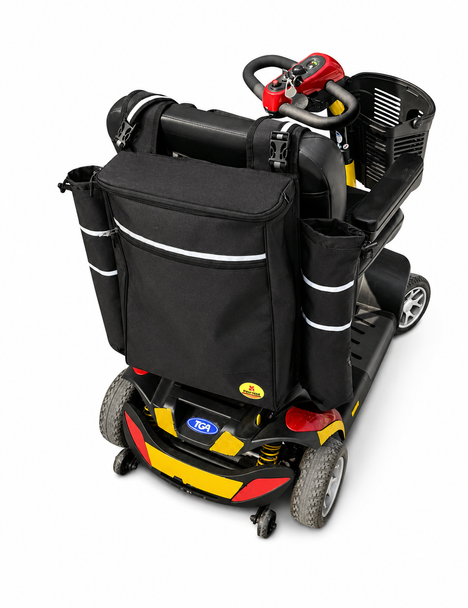 Large Strap On Mobility Scooter Bag with Stick Holders