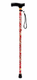 NRS Lightweight Folding Red Floral Walking Stick with Wooden Handle