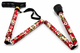 NRS Lightweight Folding Red Floral Walking Stick with Wooden Handle