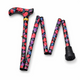 Floral Folding Walking Stick Cane Height Adjustable in Blue and Red Flowers Derby Handle