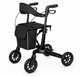 Titan Carbon Fibre Rollator Black Ultralight 4 Wheel Walker with Backrest and Bag