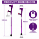 Single Purple Forearm Crutch Height Adjustable Lightweight with Strap Open Cuff