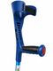 Single Blue Forearm Crutch Height Adjustable Lightweight with Strap Open Cuff