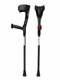 Pair of Black Forearm Crutches Height Adjustable Lightweight with Strap Open Cuff