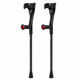 Pair of Black Forearm Crutches Height Adjustable Lightweight with Strap Open Cuff