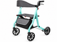 Starlite Lightweight Folding Rollator in Misty Teal with Seat, Backrest & Storage Bag