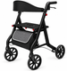 Starlite Lightweight Folding Rollator in Matt Black with Seat, Backrest & Storage Bag