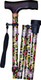 Black Floral Folding Height Adjustable Walking Stick Cane with Strap