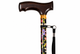 Black Floral Folding Height Adjustable Walking Stick Cane with Strap