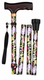 Black Floral Folding Height Adjustable Walking Stick Cane with Strap