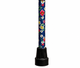 Blue Floral Folding Height Adjustable Walking Stick Cane with Strap