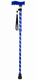 Blue Plastic Handled Height Adjustable Walking Stick with Engraved Pattern