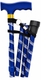 Blue Plastic Handled Height Adjustable Walking Stick with Engraved Pattern