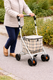 Folding Shopping Trolley/Rollator with Seat & Back Rest in Brown Check