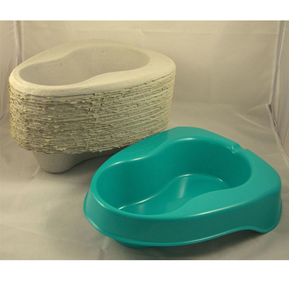 25 Disposable Pulp Cardboard 2L Bed Pan Liners with Plastic Support