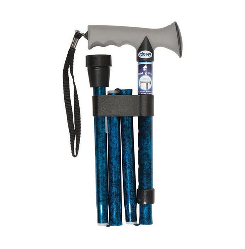 Blue Gel Handled Comfort Grip Walking Stick and Strap Comfy Handle