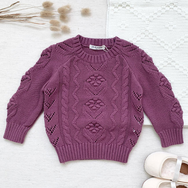 Alexia Plum Cable Knit Sweater