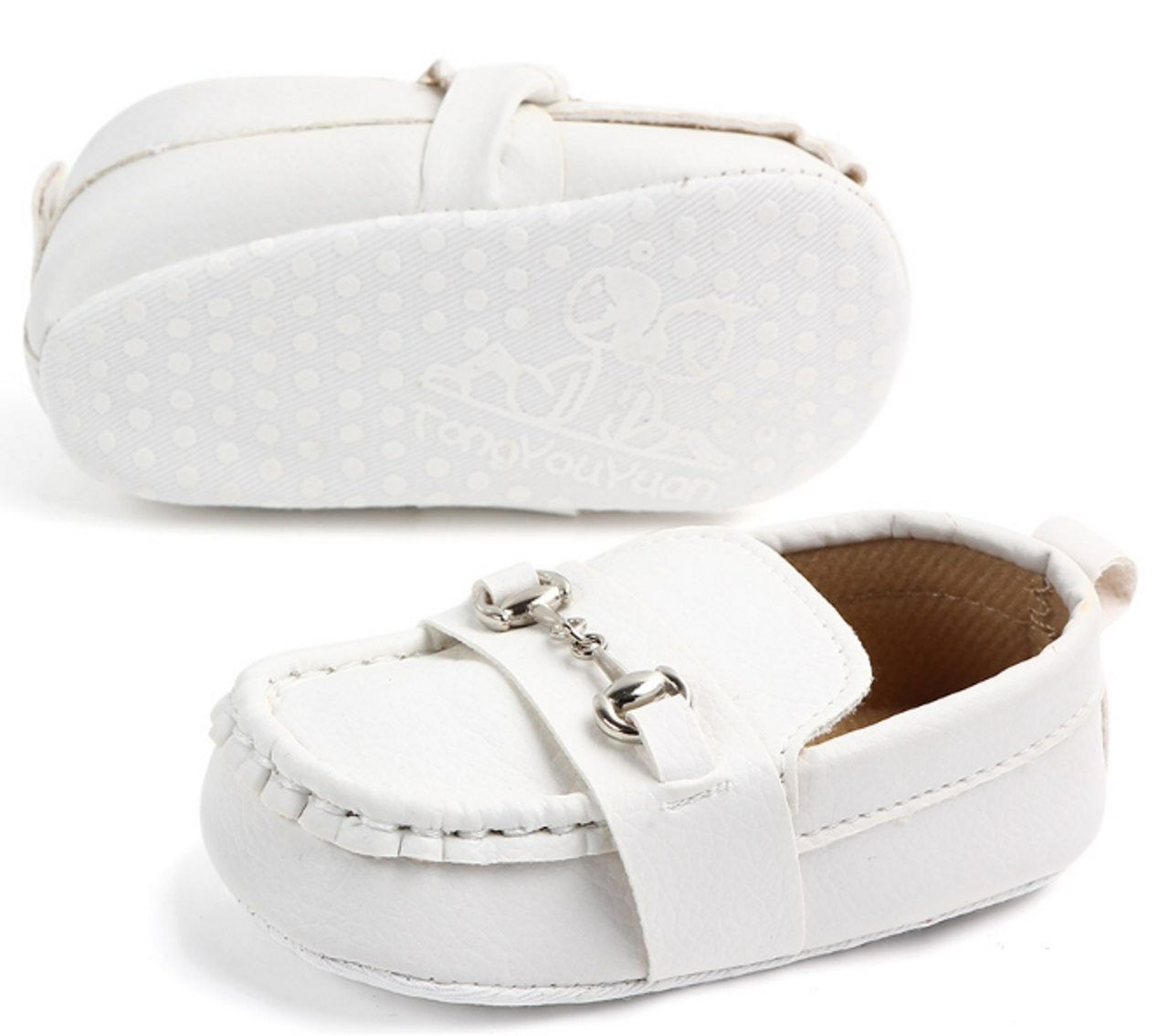 Jaxson Baby Boy White Leather Loafers