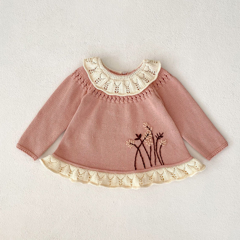 Ruffle Collar Floral Knit Set main image 1