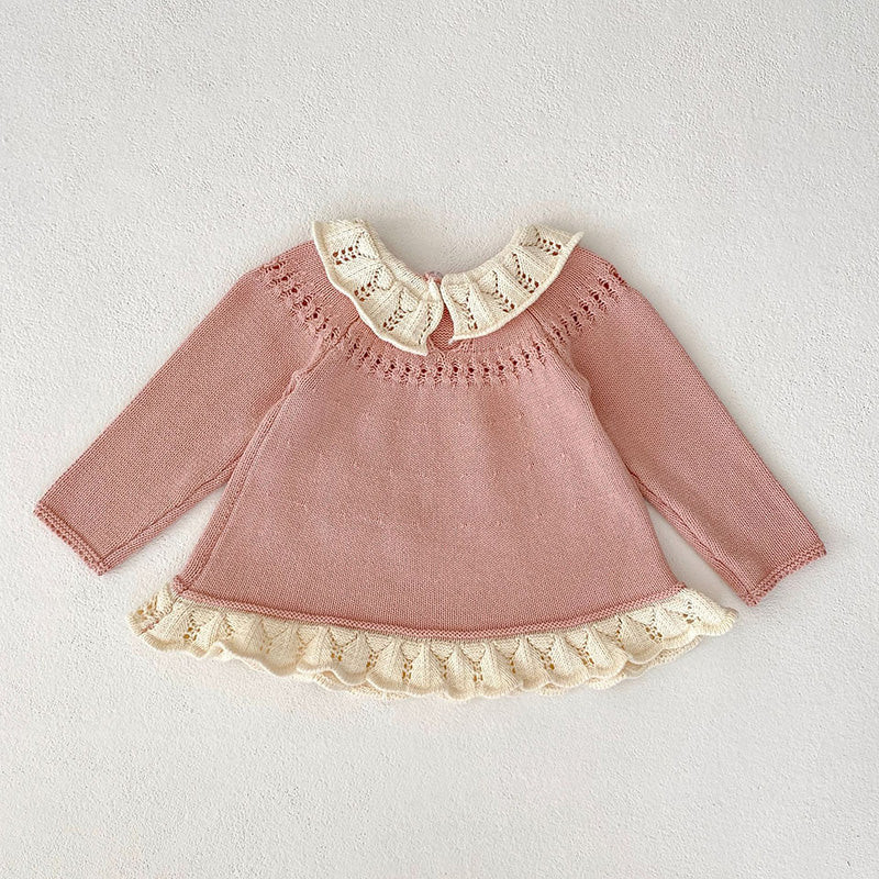 Ella Ruffle Block Print Kids Coord Set in Light Pink Floral