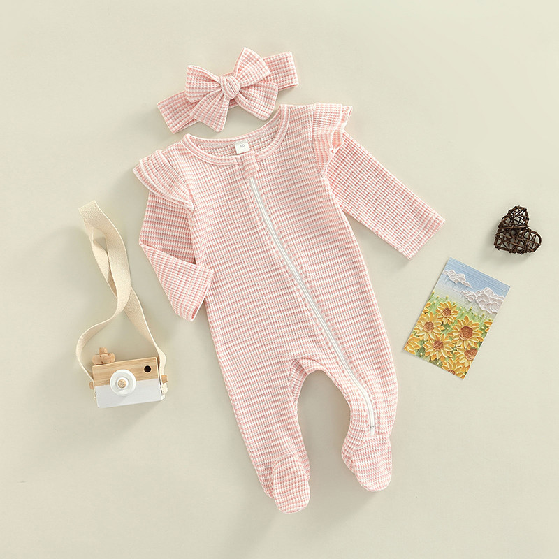 Baby Joy Embroidered Footie- Pink main image 1