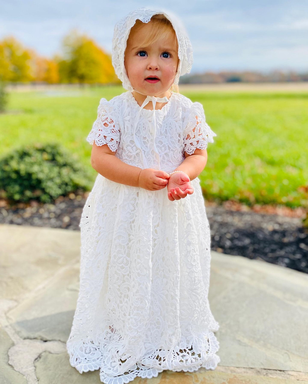 Christening Gown for Baby Girls with Horsehair Layered Skirt | Buy Christening  Gowns for Sale in Rhode Island -Christening-Gowns.net
