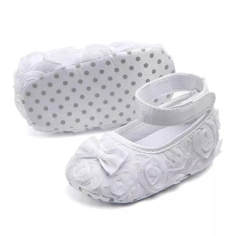 Sofia White Floral Baby Shoes
