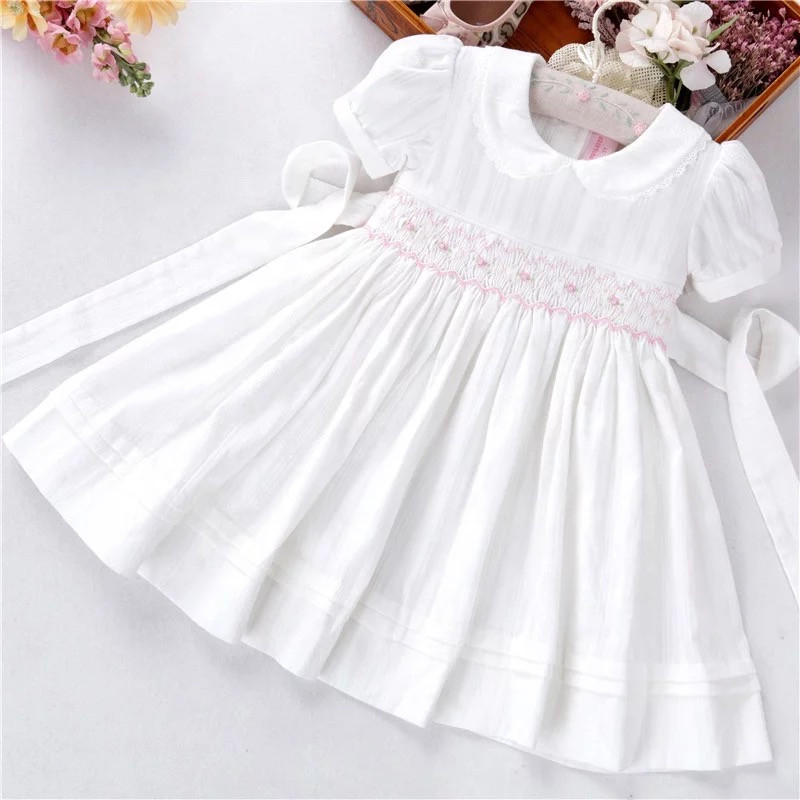 Primrose White Smocked Dress with 