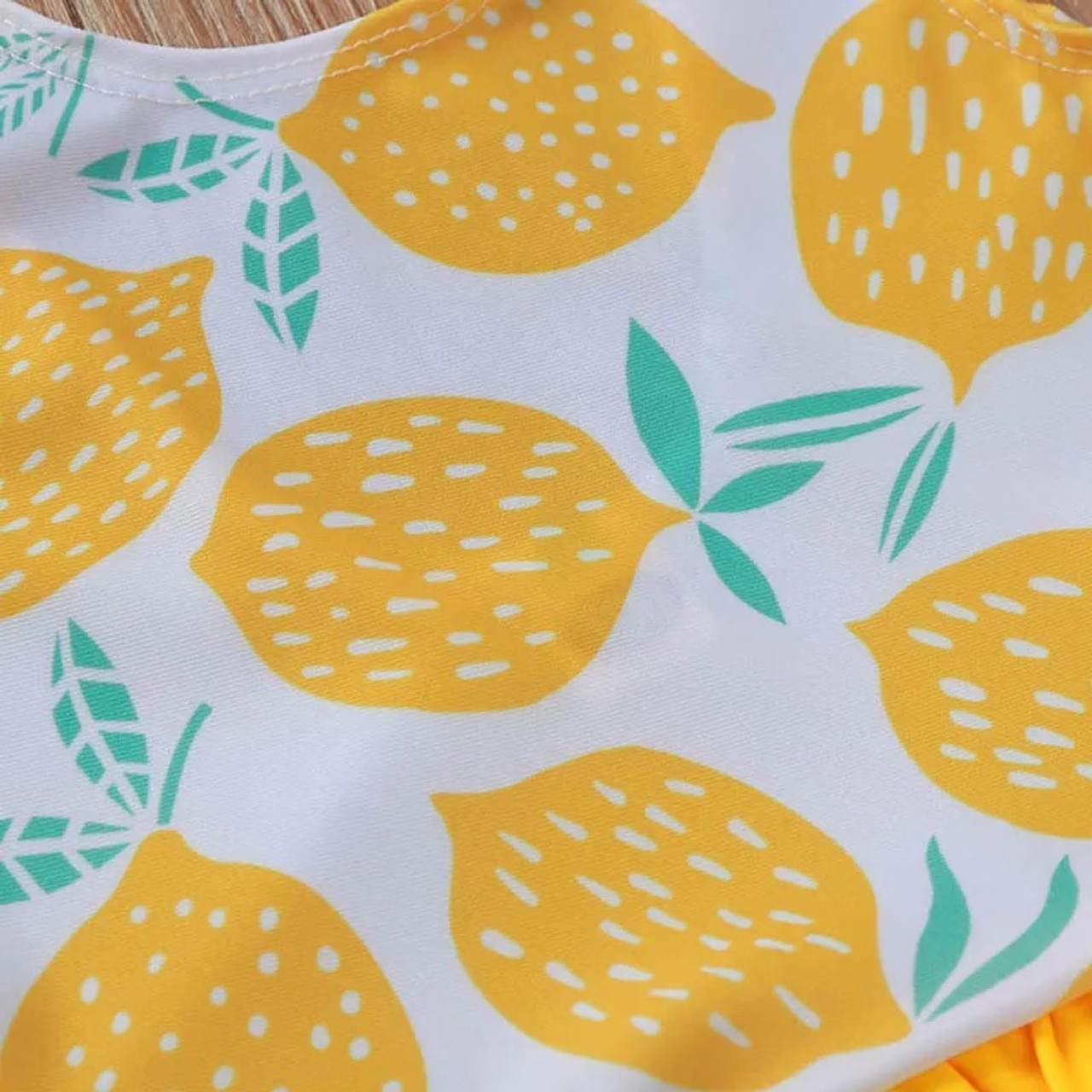 Brianna Lemon Print Ruffle Swimsuit