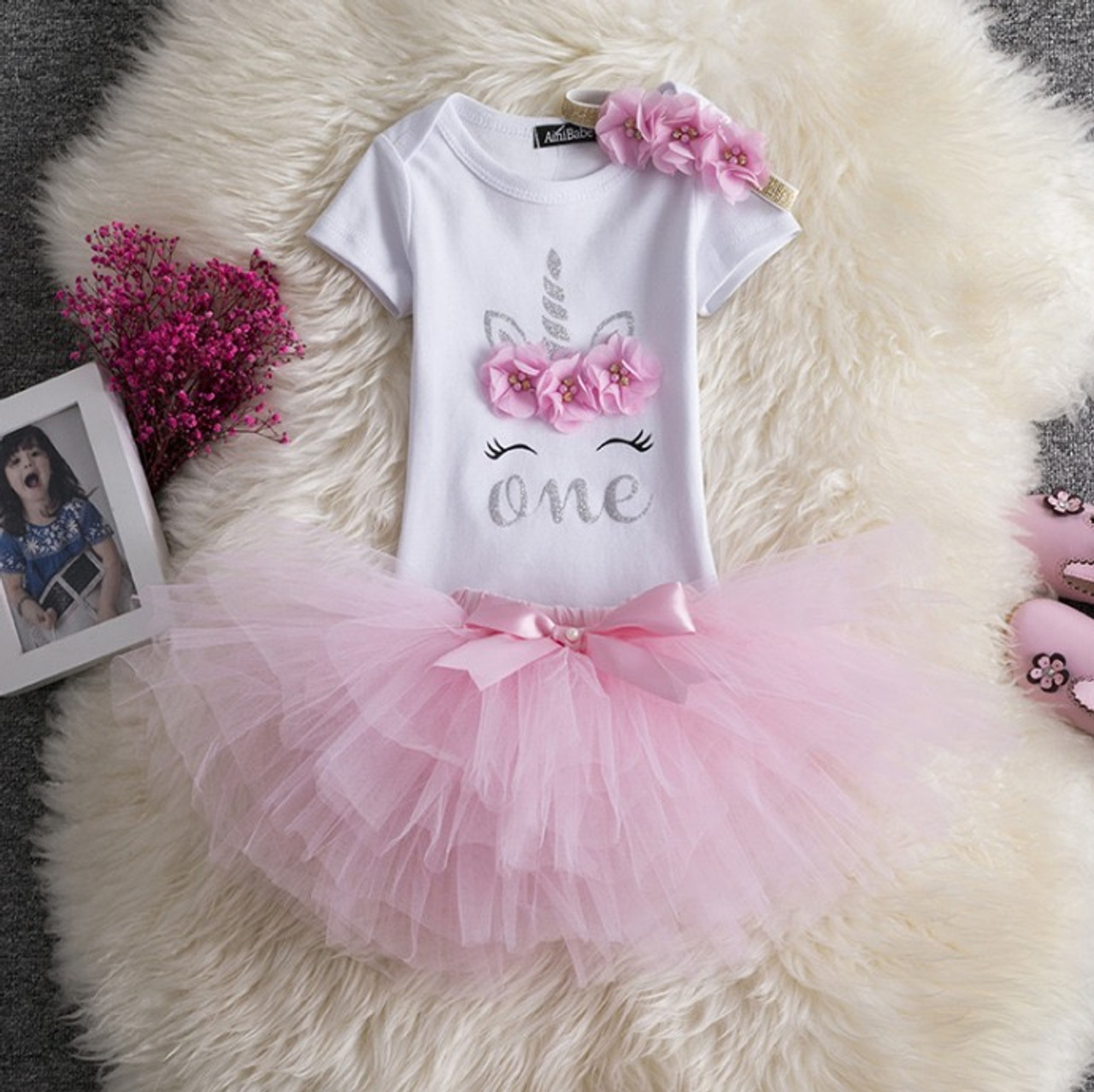 unicorn first birthday onesie