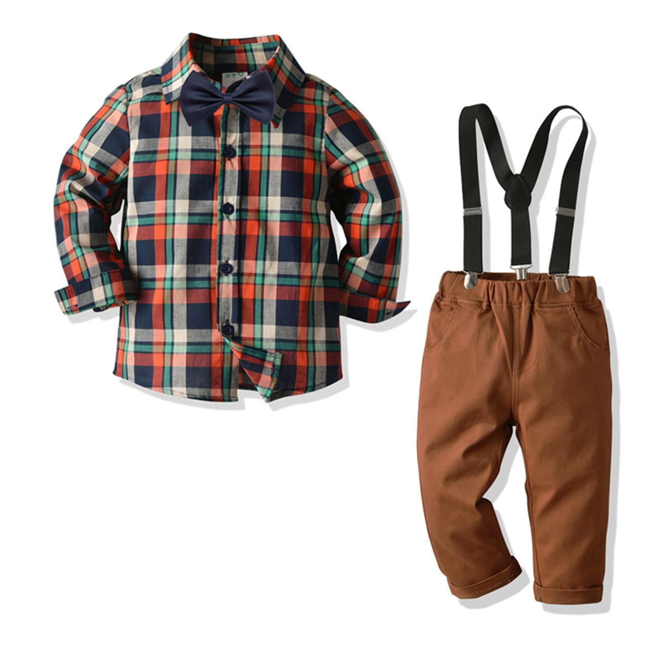 Henry Flannel Top with Khakis & Suspenders