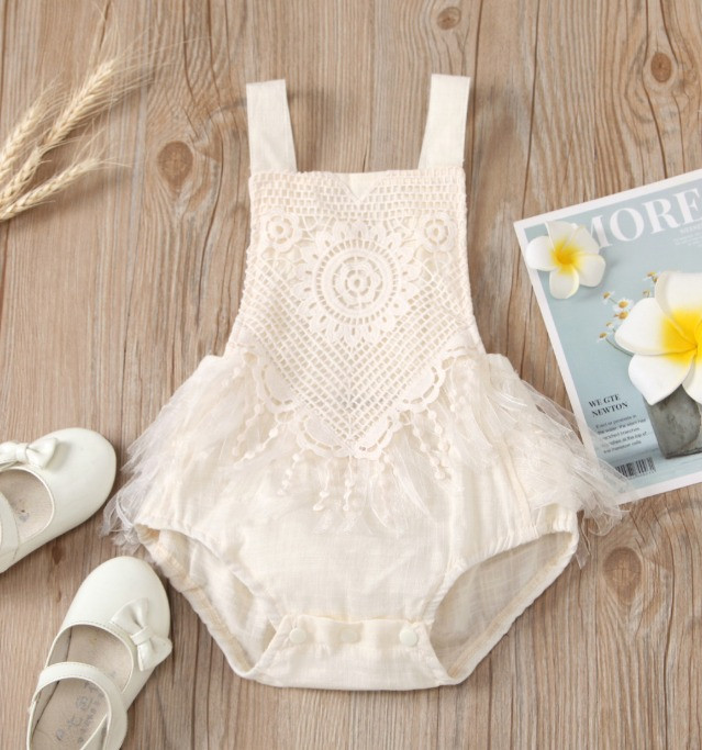 Kelly Girls Cream Rustic Boho Romper - Main Image