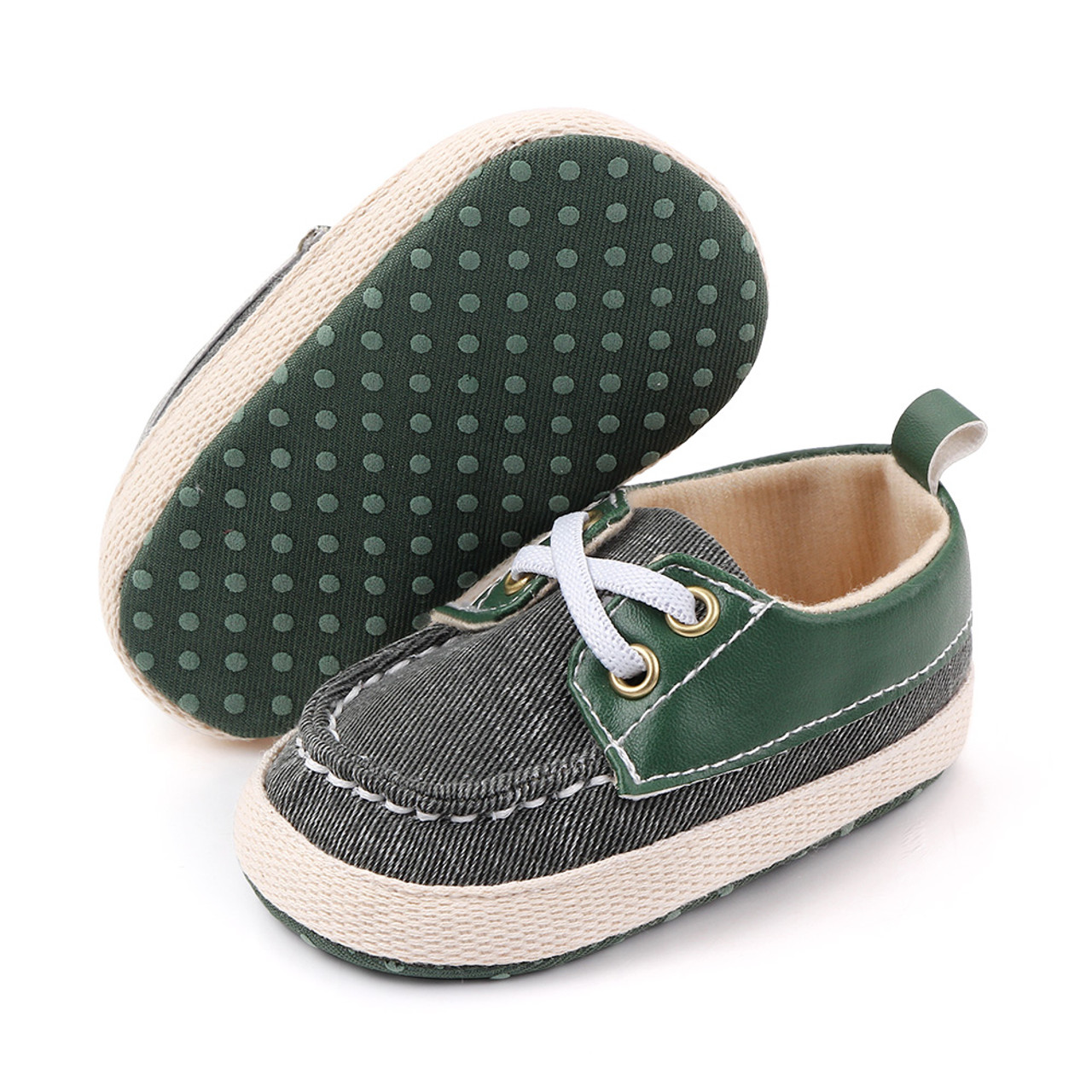 Mikey Green Slip-On Sneakers with Leather Accents